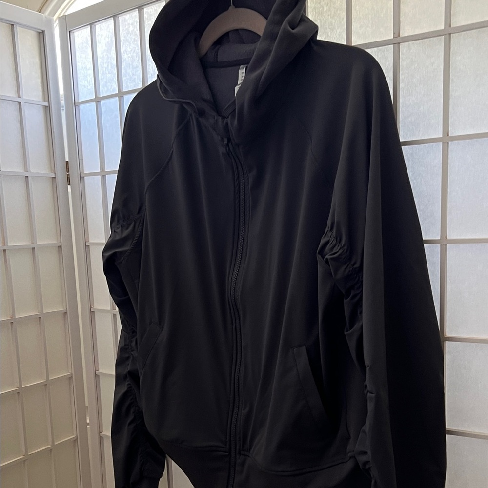 Fabletics Dark Gray Mixed Fabric Hoodie
